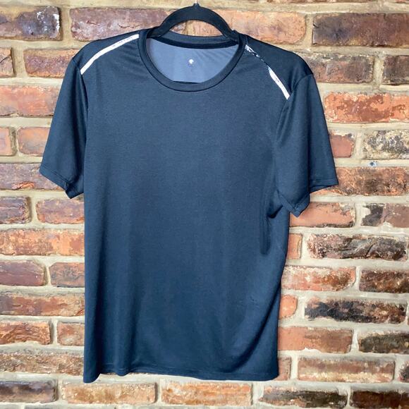 Apana Black Short Sleeve Reflective Athletic T-Shirt Men's Size Medium - Picture 1 of 4